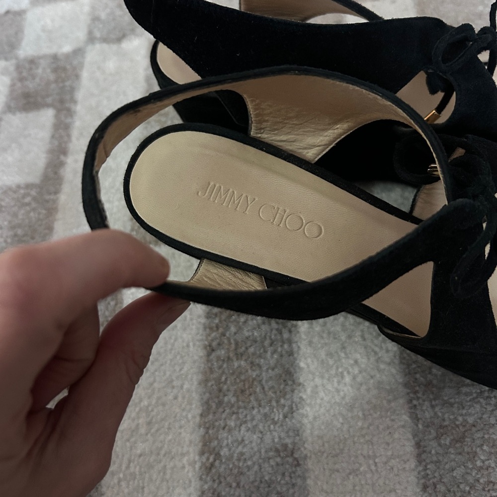 JIMMY CHOO Black Suede Wedges - Picture 4 of 6